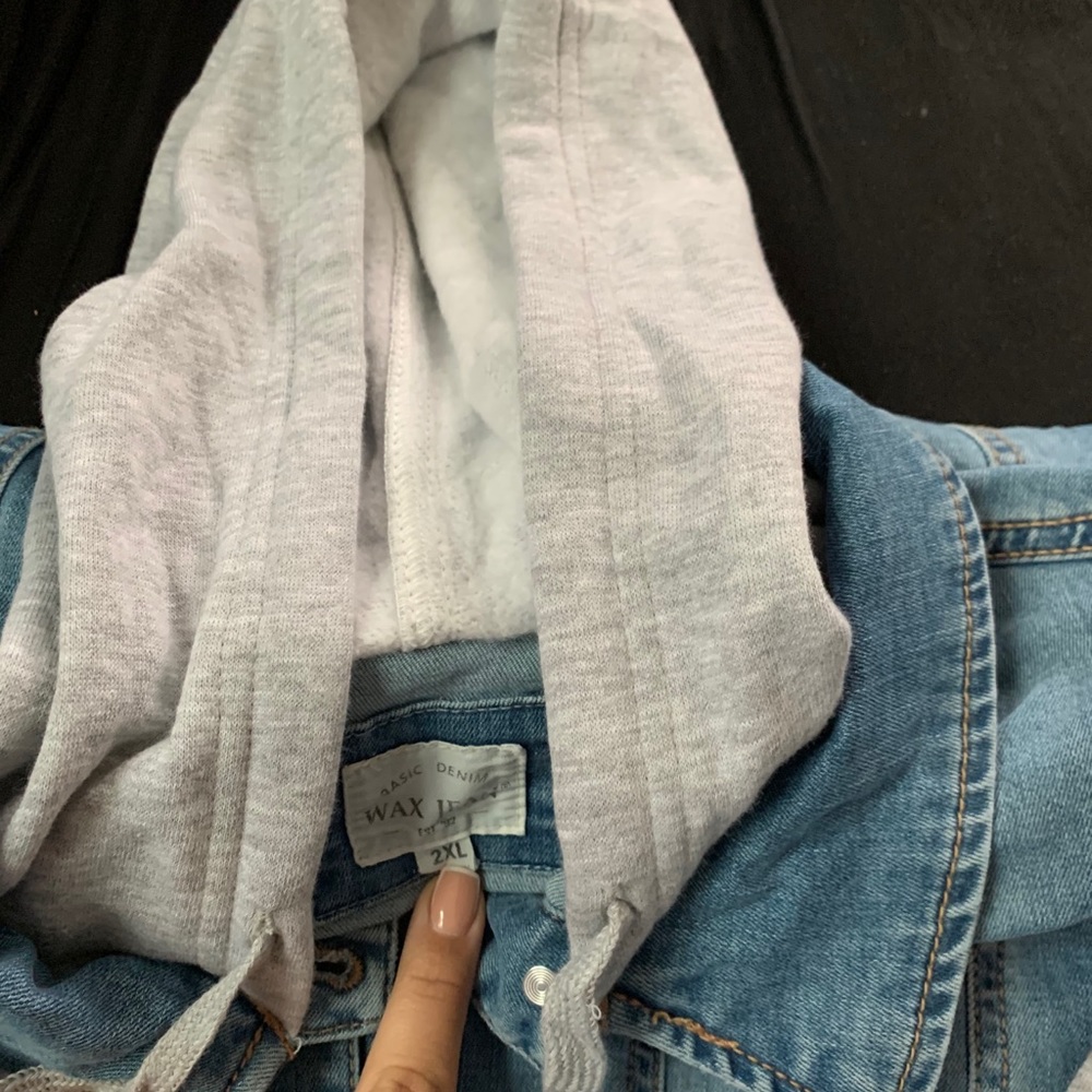 Plus size hooded jean jacket